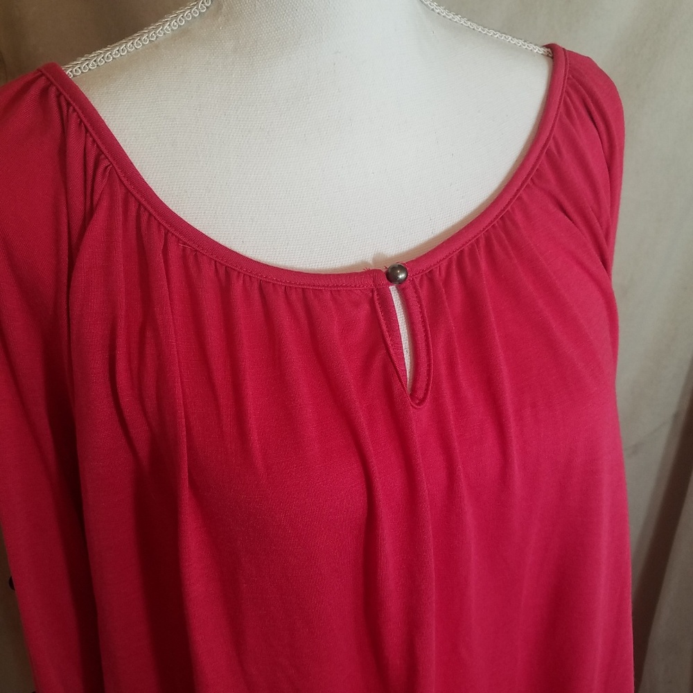 Faded Glory Slouchy Coral Blouse with Buttons